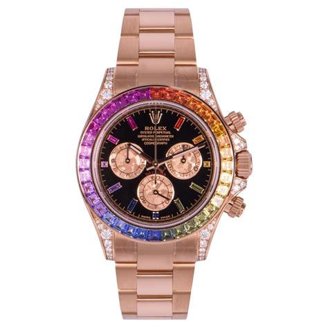 rolex daytona chocolate rose|Rolex rainbow daytona for sale.